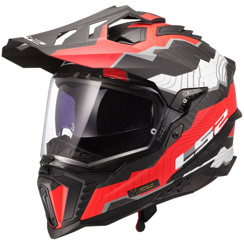 Enduro helma na motorku LS2 MX701 Explorer C Trick bílo-červená Velikost: XS