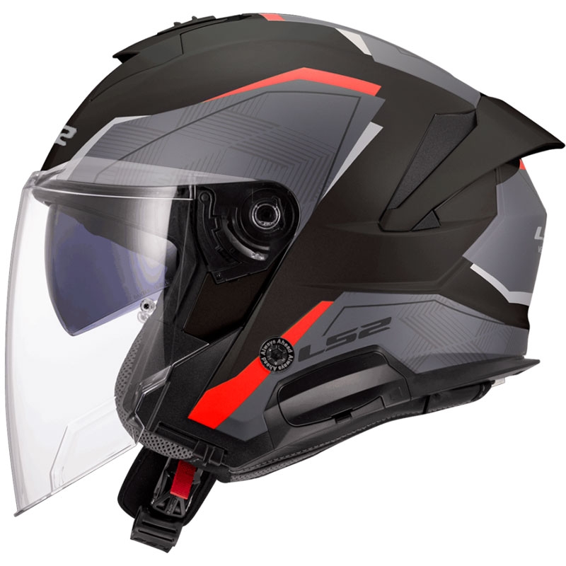 Otevřená helma na motorku LS2 OF618 Verso II Air černo-červená