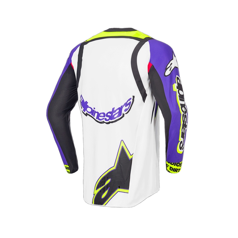 Motokrosový dres Alpinestars Supertech SX limitovaná edice Dirt Studios bílo-fialovo-růžovo-fluo žlutý