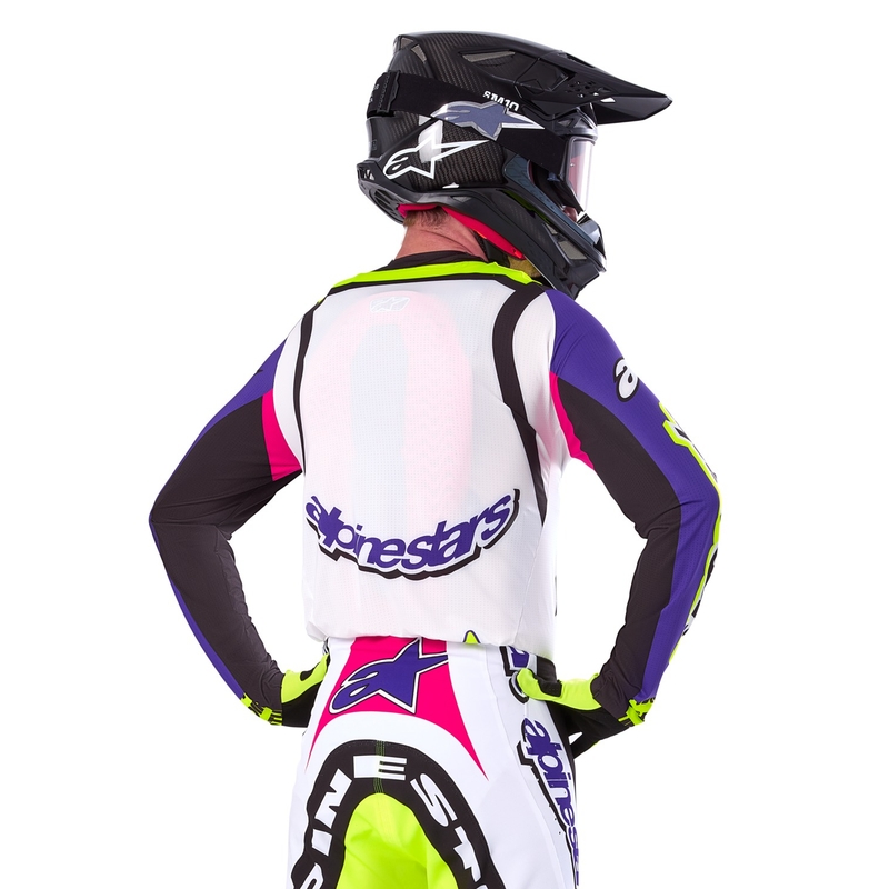 Motokrosový dres Alpinestars Supertech SX limitovaná edice Dirt Studios bílo-fialovo-růžovo-fluo žlutý