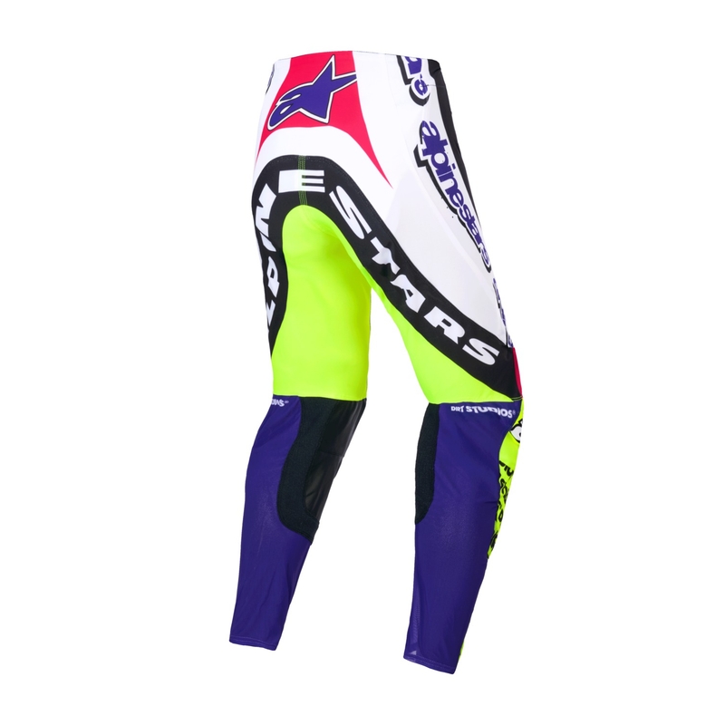 Motokrosové kalhoty Alpinestars Supertech limitovaná edice Dirt Studios bílo-fialovo-růžovo-fluo žluté