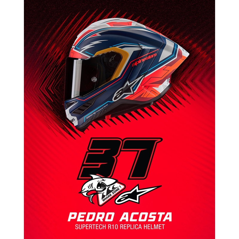 Integrální helma na motorku Alpinestars Supertech R-10 limitovaná edice Pedro Acosta matná modro-červeno-bílá