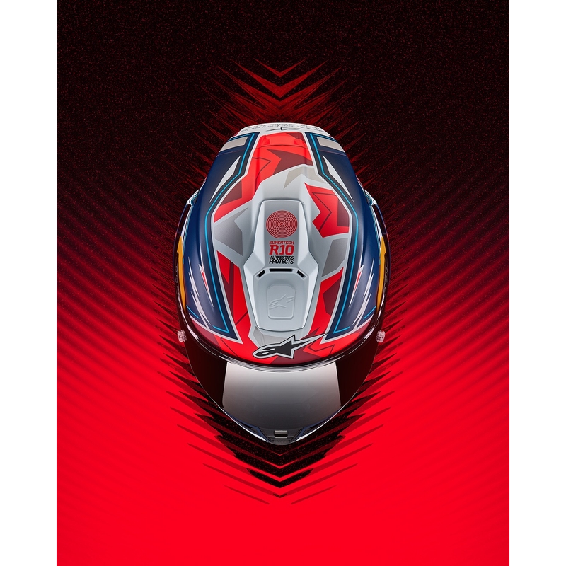 Integrální helma na motorku Alpinestars Supertech R-10 limitovaná edice Pedro Acosta matná modro-červeno-bílá