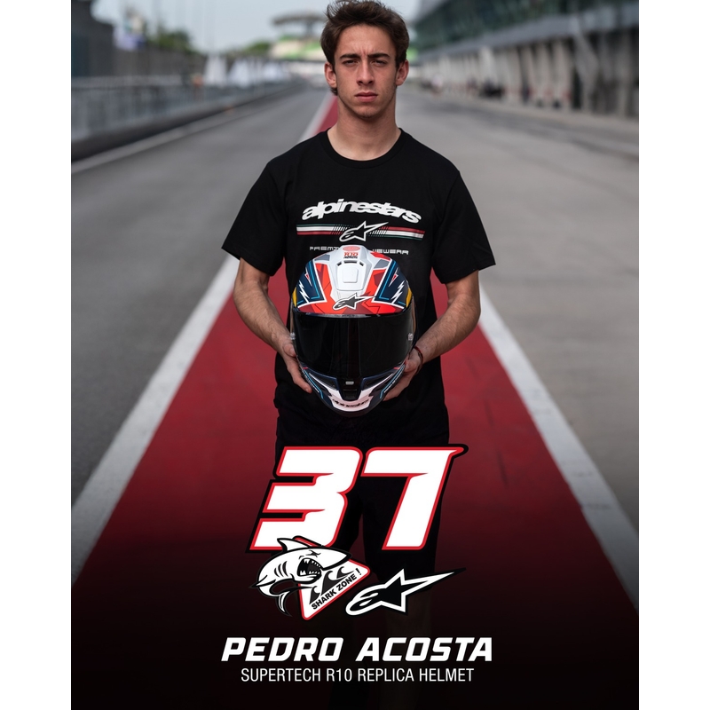 Integrální helma na motorku Alpinestars Supertech R-10 limitovaná edice Pedro Acosta matná modro-červeno-bílá