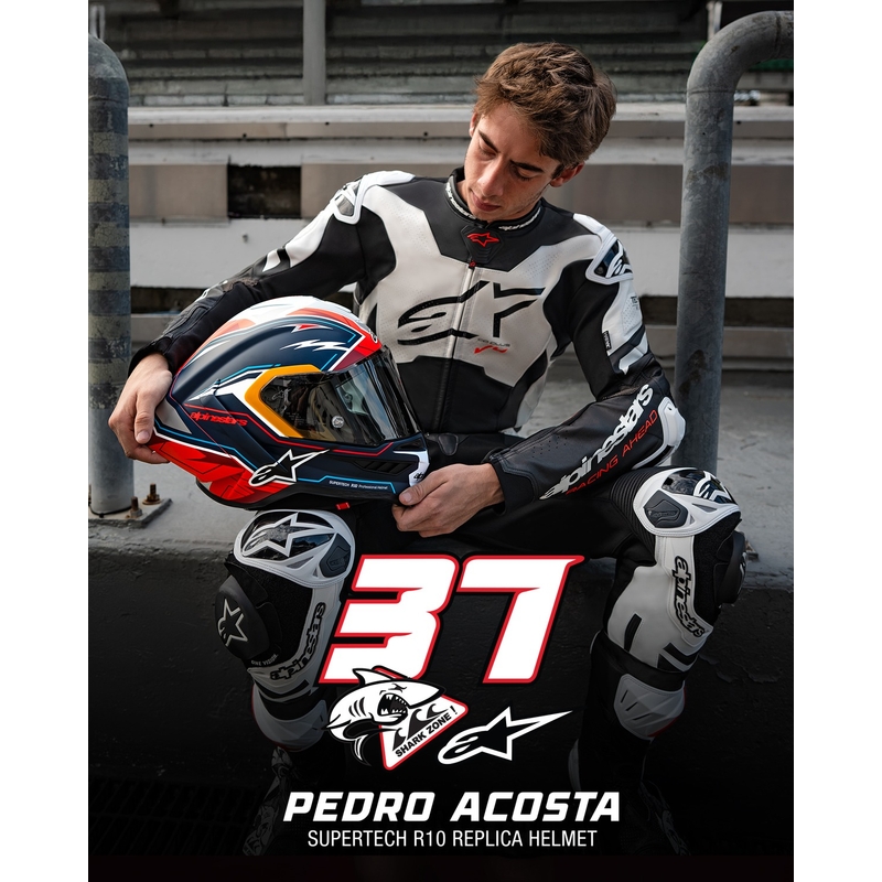 Integrální helma na motorku Alpinestars Supertech R-10 limitovaná edice Pedro Acosta matná modro-červeno-bílá