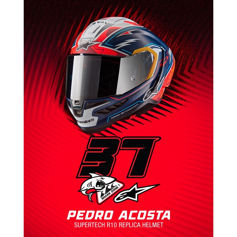 Integrální helma na motorku Alpinestars Supertech R-10 limitovaná edice Pedro Acosta matná modro-červeno-bílá