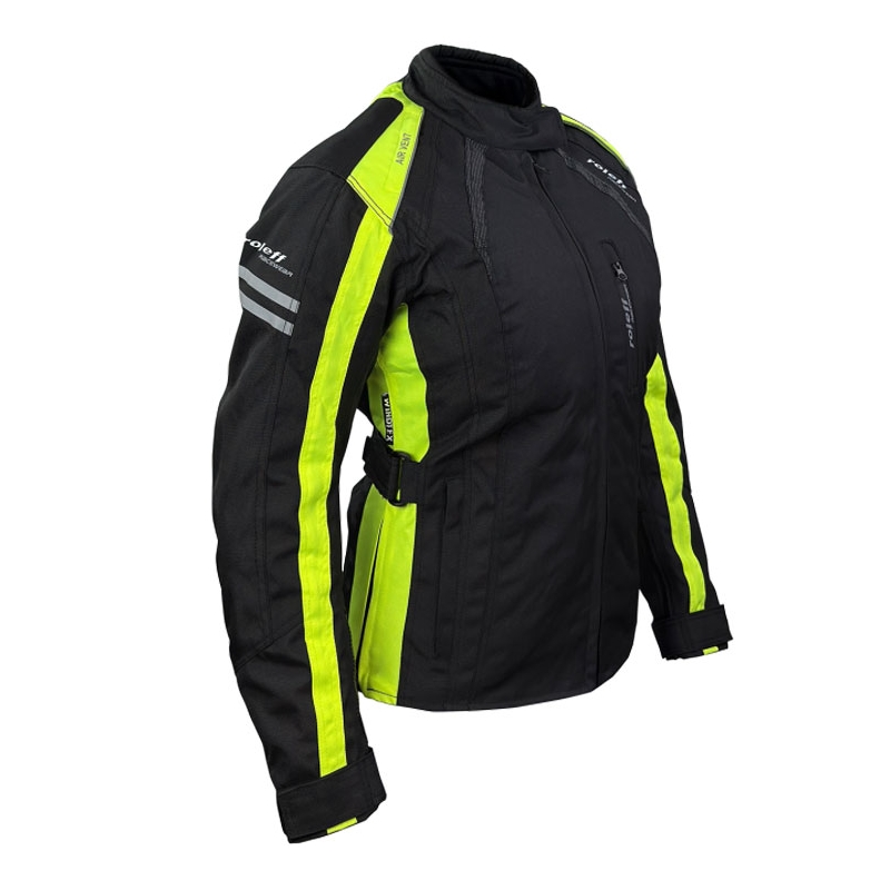 Dámská bunda na motorku Roleff Venedig černo-fluo žlutá