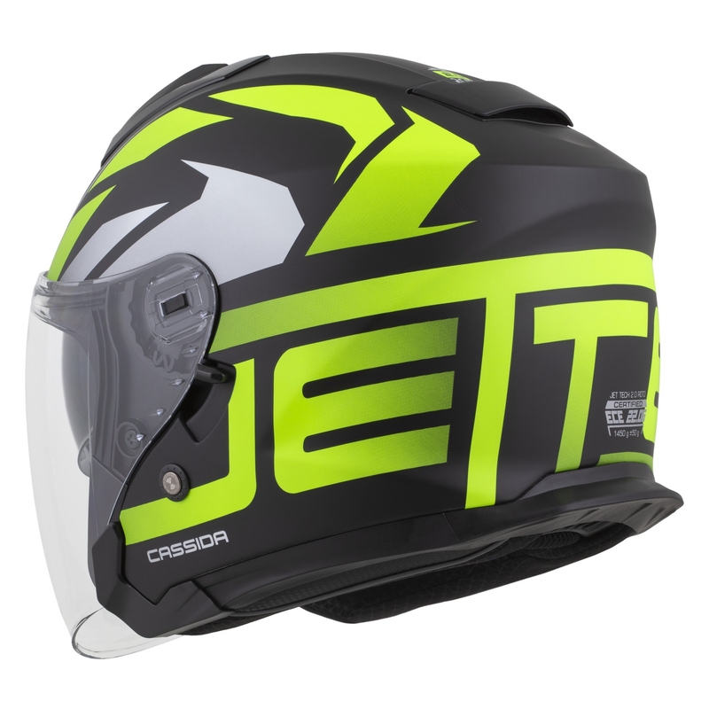 Otevřená helma na motorku Cassida Jet Tech 2.0 RoTo matná černo-fluo žluto-bílá