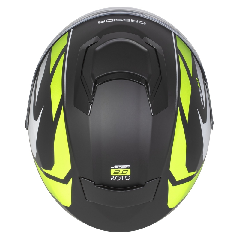 Otevřená helma na motorku Cassida Jet Tech 2.0 RoTo matná černo-fluo žluto-bílá