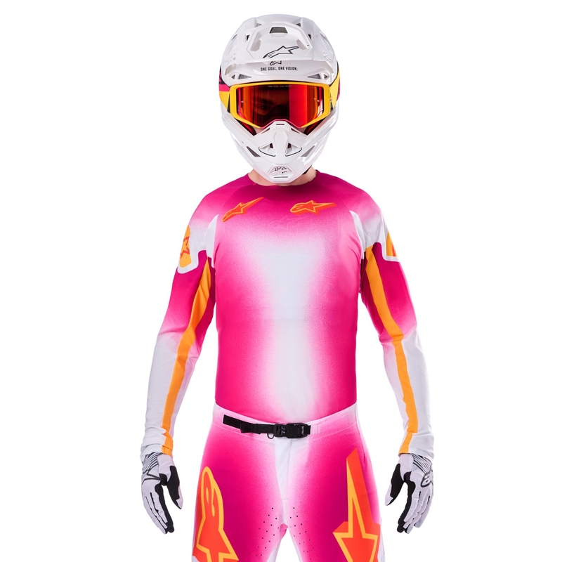 Motokrosový dres Alpinestars Supertech SX AFD limitovaná edice MIG fluo růžovo-bílo-oranžový