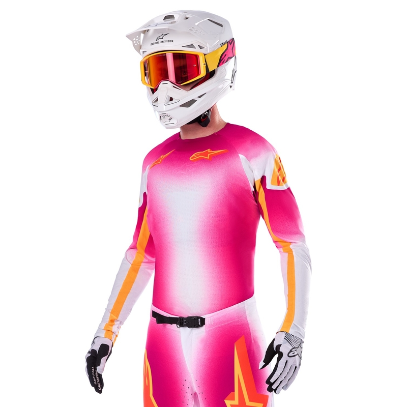 Motokrosový dres Alpinestars Supertech SX AFD limitovaná edice MIG fluo růžovo-bílo-oranžový