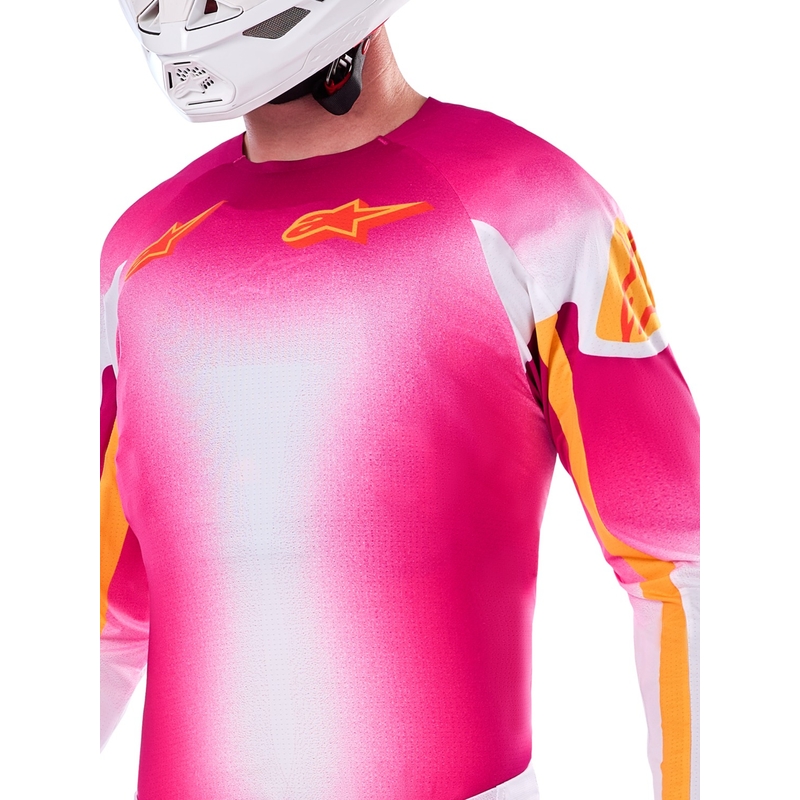 Motokrosový dres Alpinestars Supertech SX AFD limitovaná edice MIG fluo růžovo-bílo-oranžový