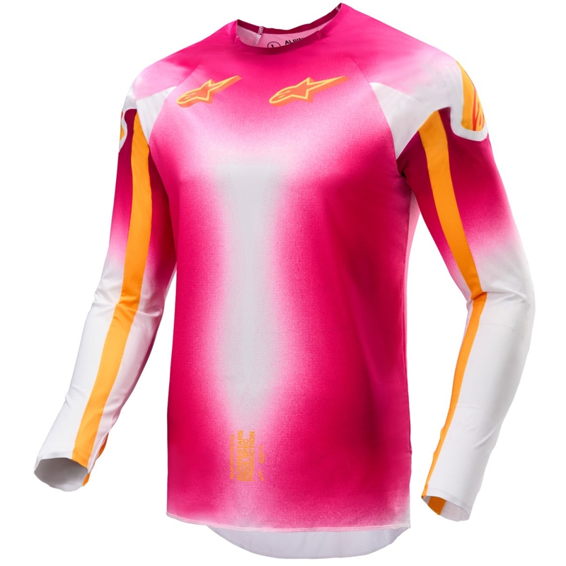 Motokrosový dres Alpinestars Supertech SX AFD limitovaná edice MIG fluo růžovo-bílo-oranžový