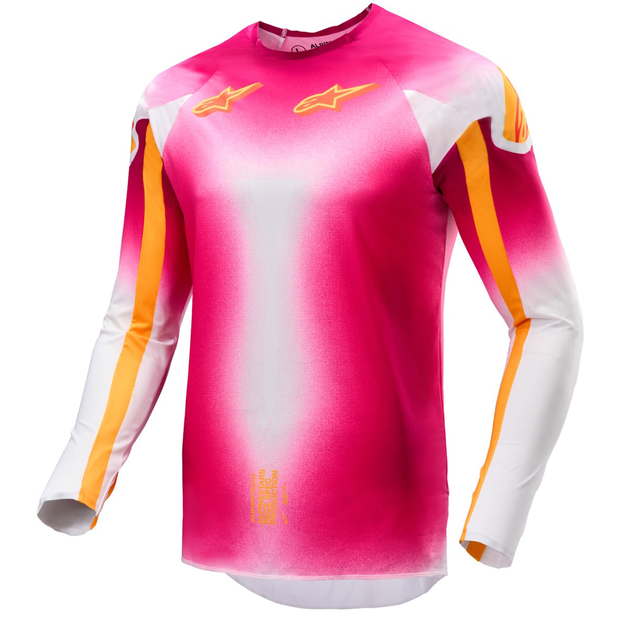 Motokrosový dres Alpinestars Supertech SX AFD limitovaná edice MIG fluo růžovo-bílo-oranžový Velikost: S