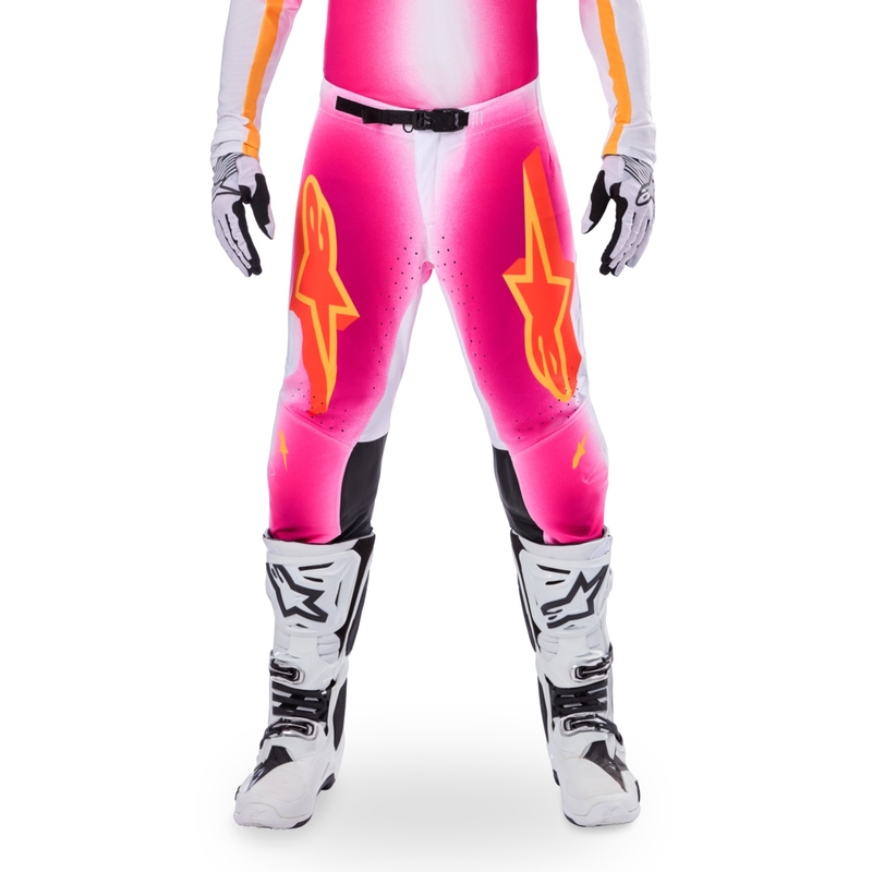 Motokrosové kalhoty Alpinestars Supertech limitovaná edice MIG fluo růžovo-bílo-oranžové