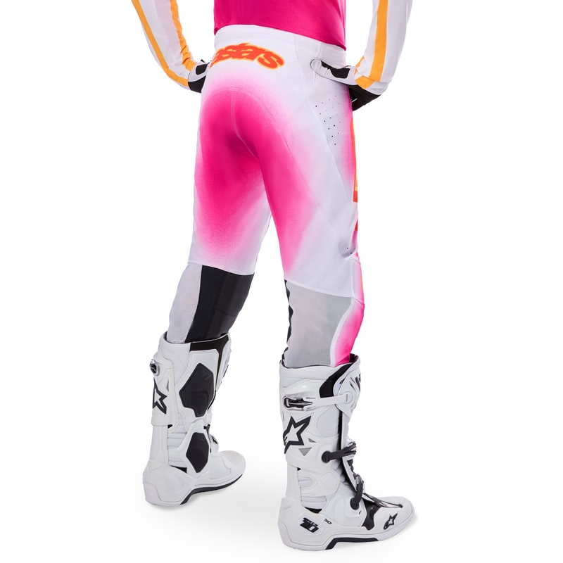 Motokrosové kalhoty Alpinestars Supertech limitovaná edice MIG fluo růžovo-bílo-oranžové