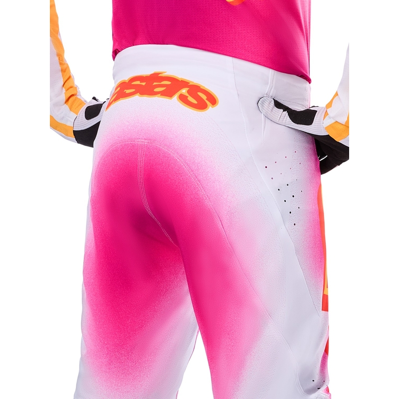 Motokrosové kalhoty Alpinestars Supertech limitovaná edice MIG fluo růžovo-bílo-oranžové