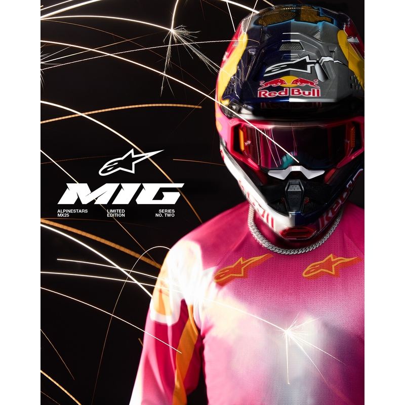 Motokrosové kalhoty Alpinestars Supertech limitovaná edice MIG fluo růžovo-bílo-oranžové