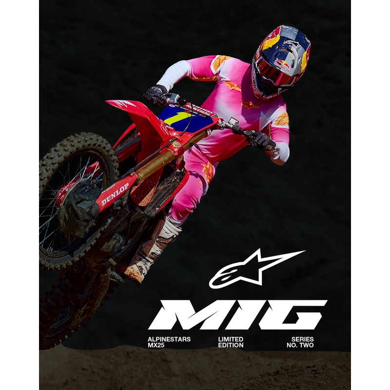 Motokrosové kalhoty Alpinestars Supertech limitovaná edice MIG fluo růžovo-bílo-oranžové