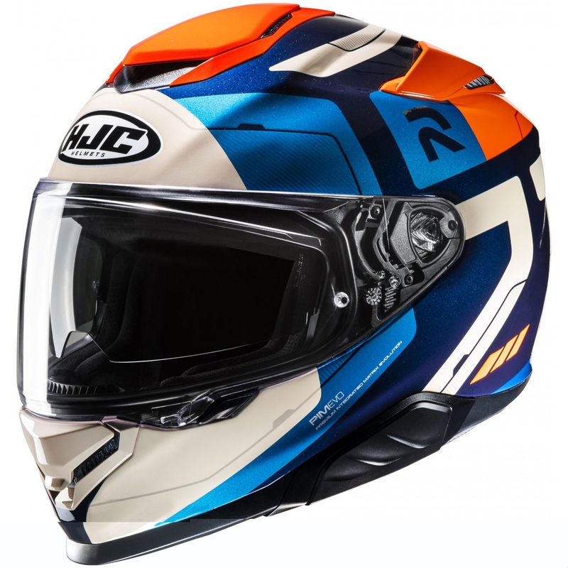 Integrální helma na motorku HJC RPHA 71 Cozad MC27 modro-oranžovo-béžová