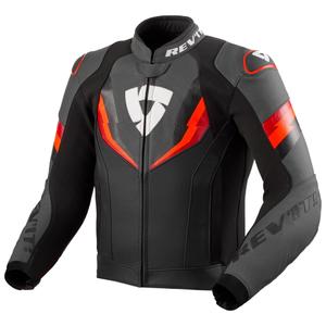 Kožená bunda na motorku Revit Quantum 3 černo-fluo červená