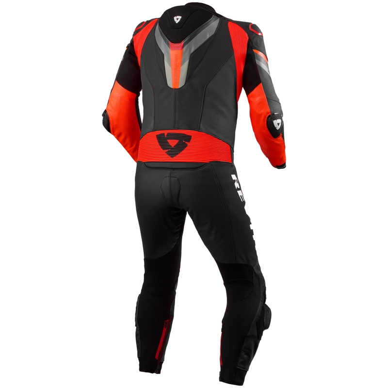 Kožená kombinéza na motorku Revit Quantum 3 antracitovo-fluo červená