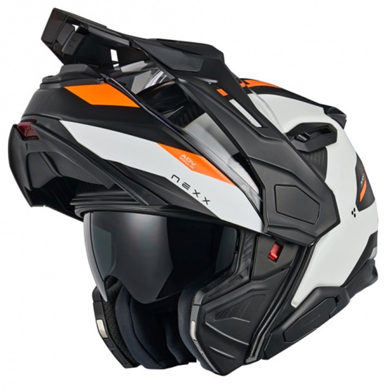 Výklopná helma na motorku Nexx X.Lifecountry Terra matná bílo-oranžová výprodej