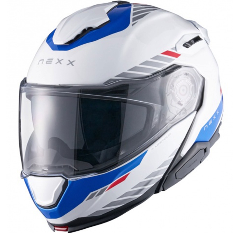 Vyklápěcí helma na motorku Nexx X.Lifetour Globe bílo-modrá