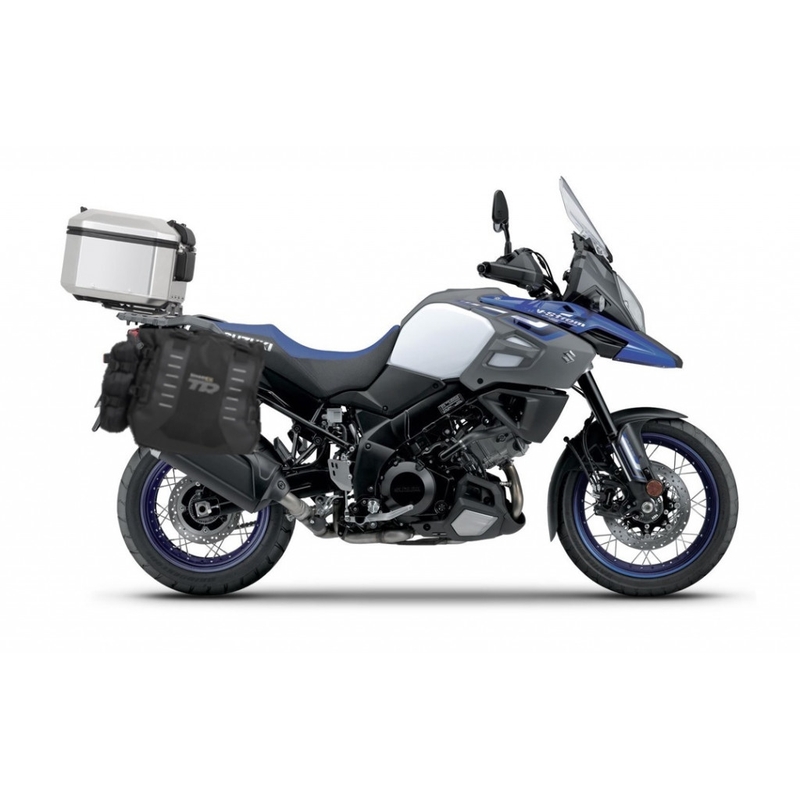 Kompletní sada bočních adventure brašen SHAD TERRA TR40 a hliníkového 37L topcase, včetně montážní sady SHAD SUZUKI DL 650 V-Strom