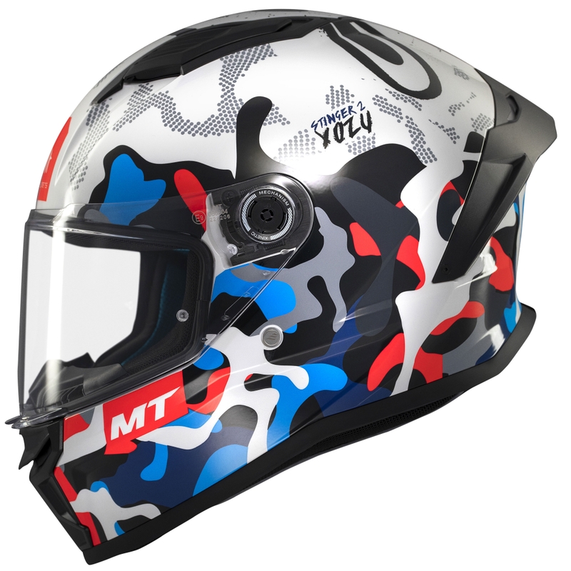 Integrální helma na motorku MT Stinger 2 Yozu bílo-modrá