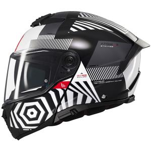 Výklopná helma na motorku MT Atom 2 SV Strange černo-bílo-šedá