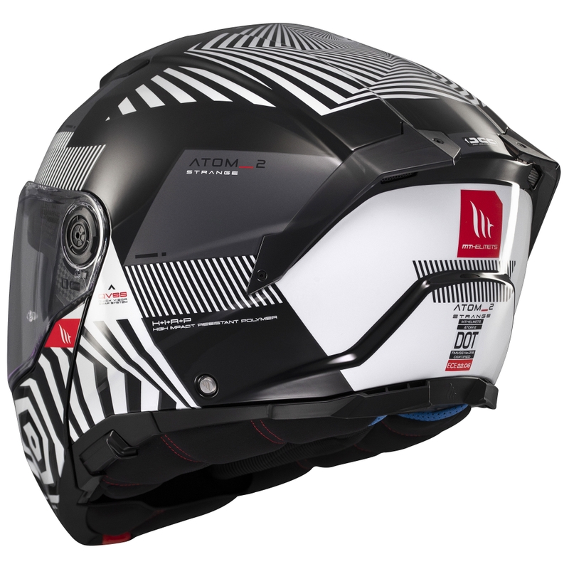 Výklopná helma na motorku MT Atom 2 SV Strange černo-bílo-šedá