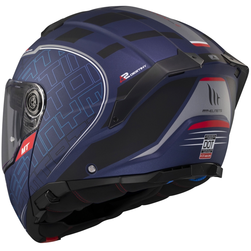 Výklopná helma na motorku MT Atom 2 SV Destiny matná modro-černá