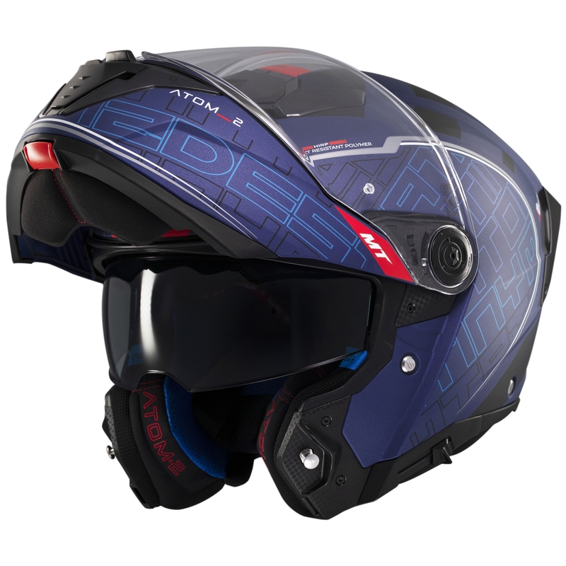 Výklopná helma na motorku MT Atom 2 SV Destiny matná modro-černá