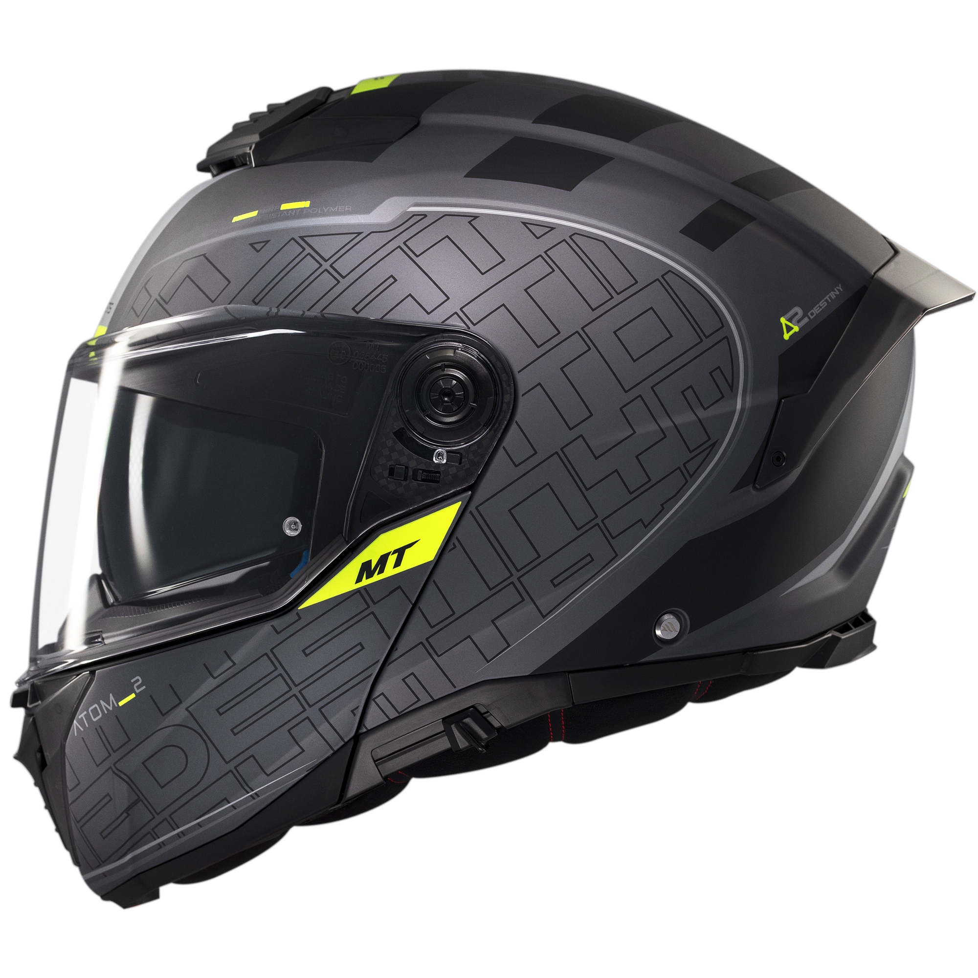 Výklopná helma na motorku MT Atom 2 SV Destiny matná černo-šedá Velikost: M