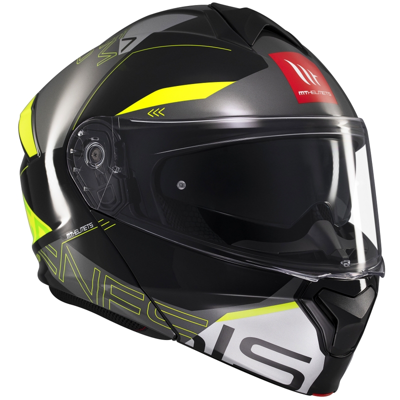 Vyklápěcí helma na motorku MT Genesis SV Atempo černo-šedo-fluo žlutá