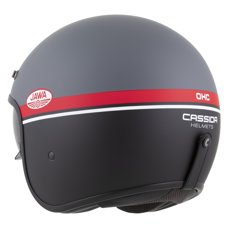 Otevřená helma na motorku Cassida Oxygen 2.0 Jawa OHC matná šedo-červeno-černo-bílá