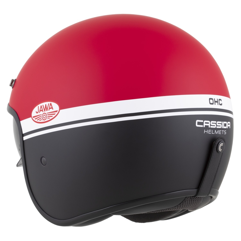 Otevřená helma na motorku Cassida Oxygen 2.0 Jawa OHC matná červeno-černo-bílá