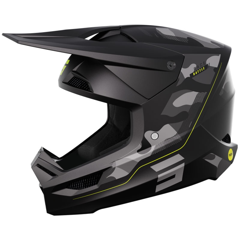 Motokrosová helma Shot Race Battle fluo žlutá matná výprodej