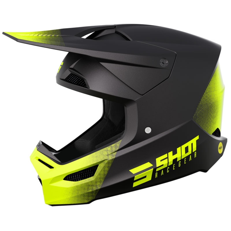Motokrosová helma Shot Race Raw černo-fluo žlutá matná výprodej Velikost: S