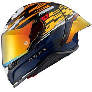 Integrální helma na motorku Nexx X.R3R Glitch Racer oranžovo-modrá
