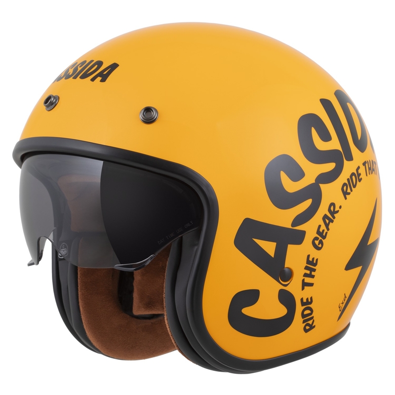 Otevřená helma na motorku Cassida Oxygen 2.0 Gear žluto-černá