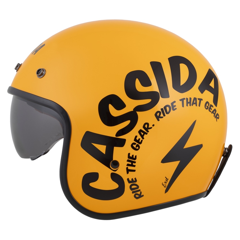 Otevřená helma na motorku Cassida Oxygen 2.0 Gear žluto-černá