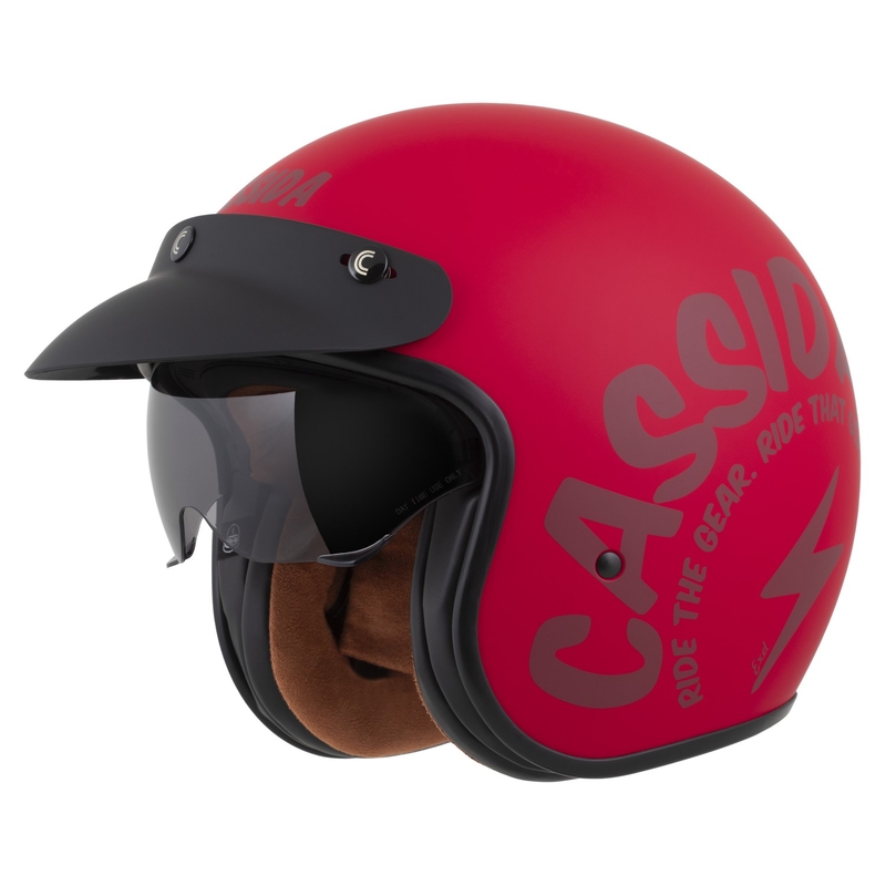 Otevřená helma na motorku Cassida Oxygen 2.0 Gear matná červeno-tmavě červená