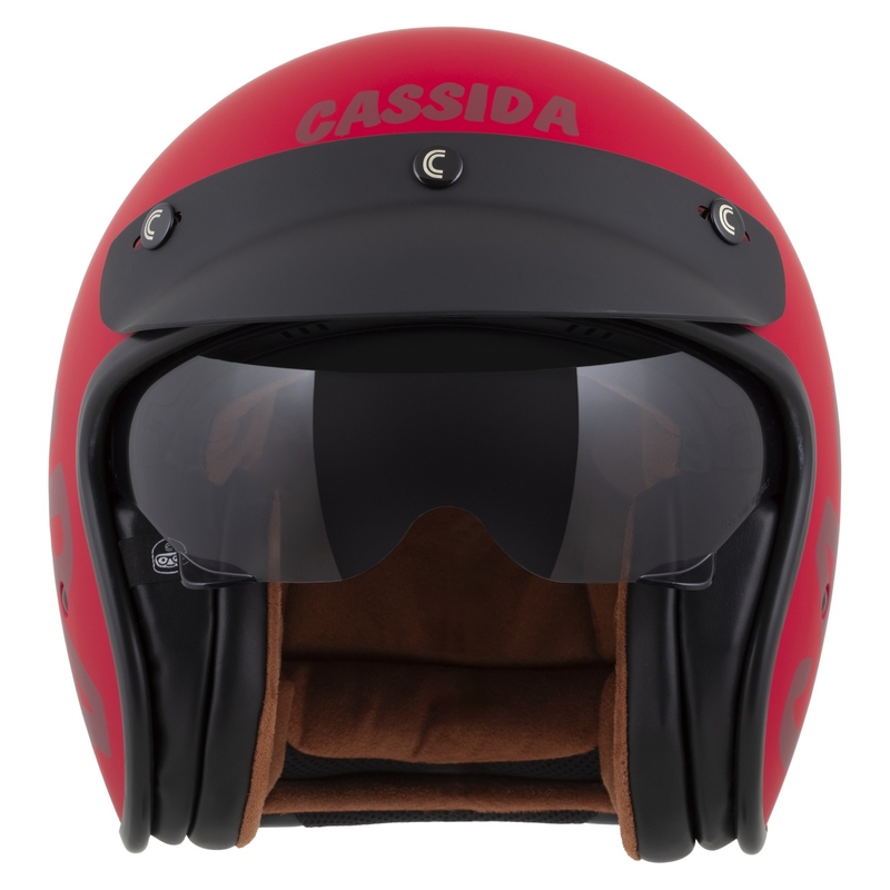 Otevřená helma na motorku Cassida Oxygen 2.0 Gear matná červeno-tmavě červená