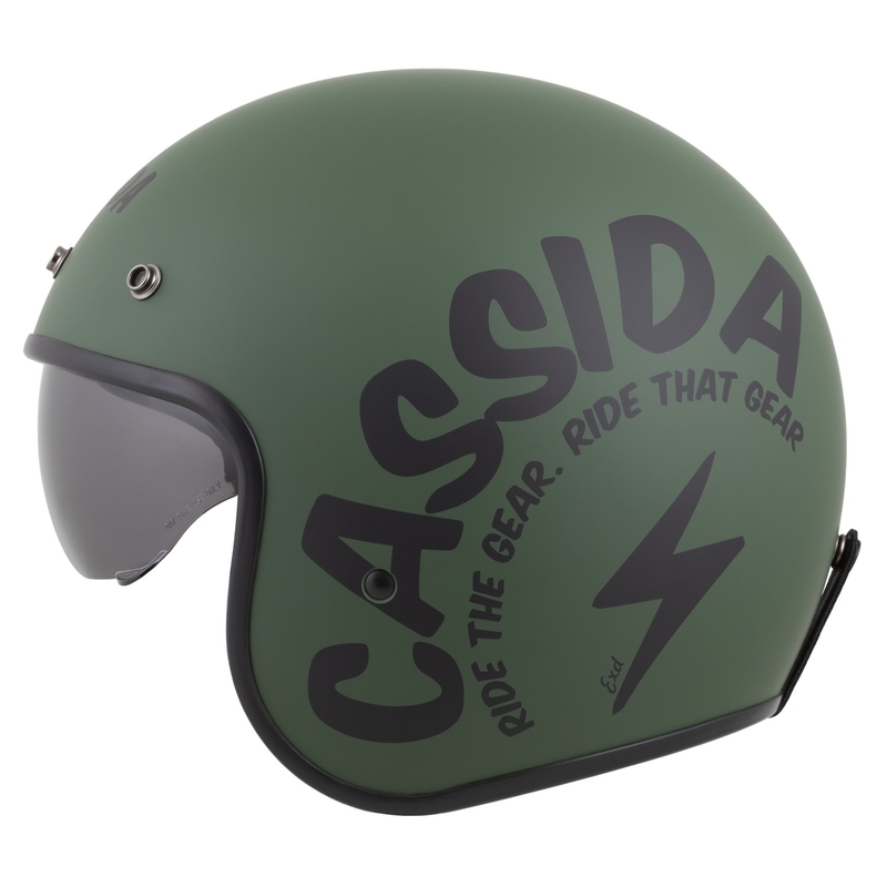 Otevřená helma na motorku Cassida Oxygen 2.0 Gear matná zeleno-černá