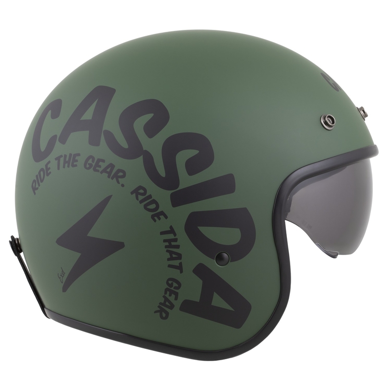 Otevřená helma na motorku Cassida Oxygen 2.0 Gear matná zeleno-černá