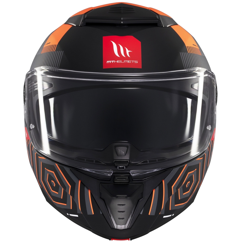 Výklopná helma na motorku MT Atom 2 SV Strange matná šedo-černo-oranžová