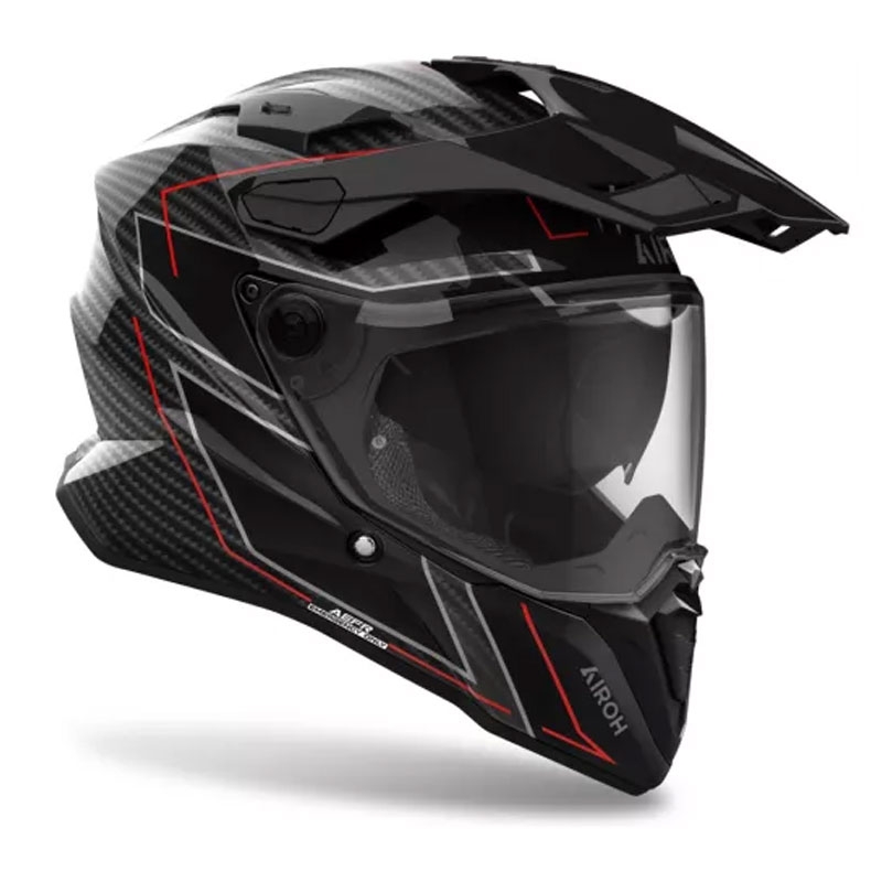 Enduro helma na motorku Airoh Commander 2 Carbon Stylish černo-červená