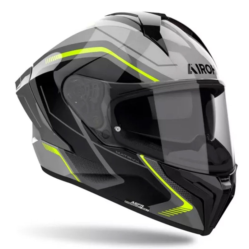 Integrální helma na motorku Airoh MATRYX Wide černo-šedo-žlutá